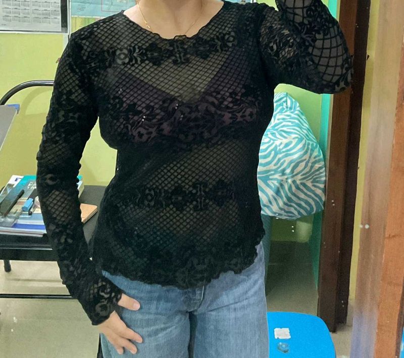 Elegant Black Lace Top