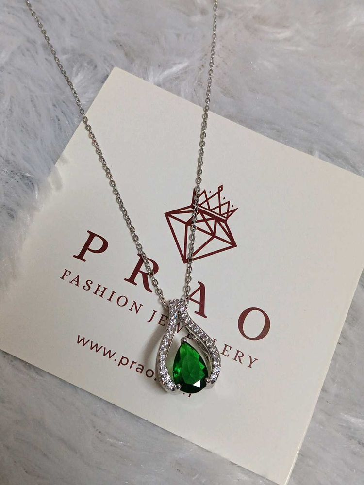 Emerald Teardrop Pendant Necklace