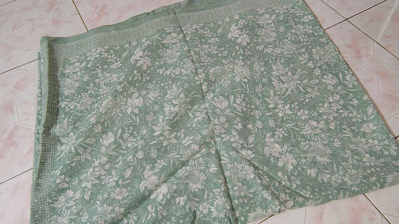 Light Green Floral Print Saree