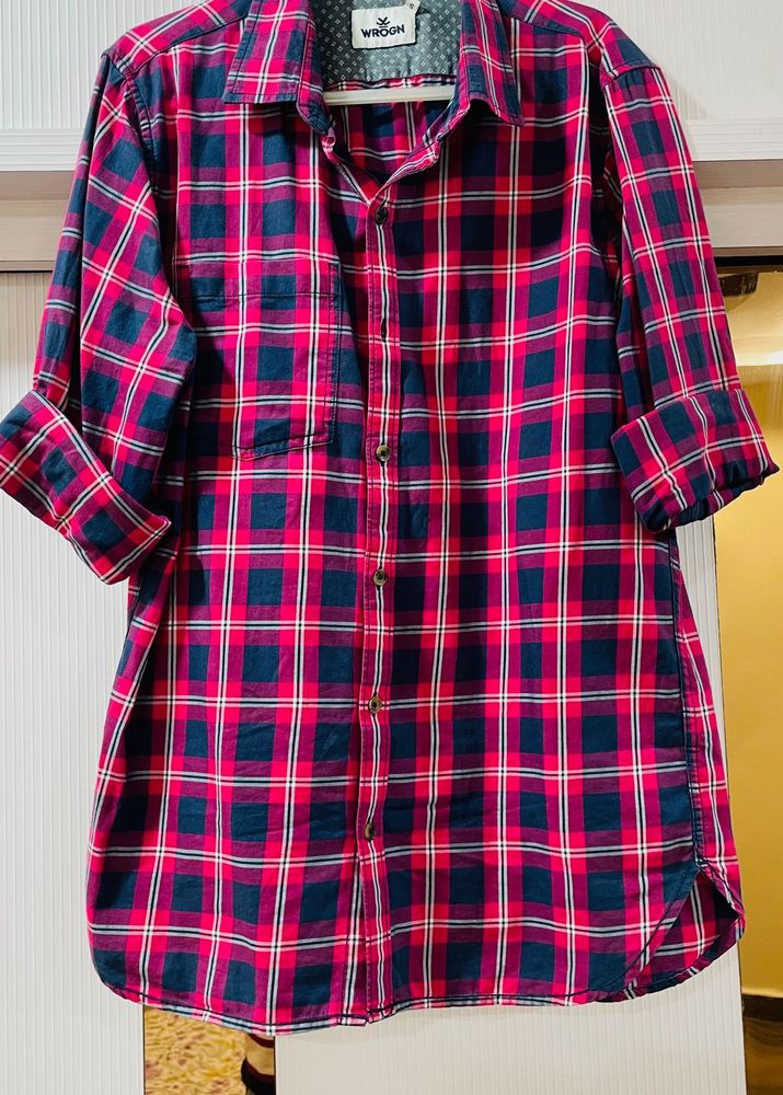 Men Wrogn Brand Full Sleeve Checked Shirt