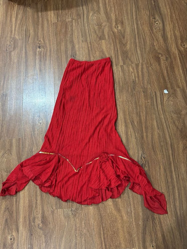 Red Ethnic Skirt / western
