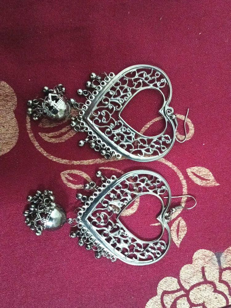 Heart Shaped Silver Earrings
