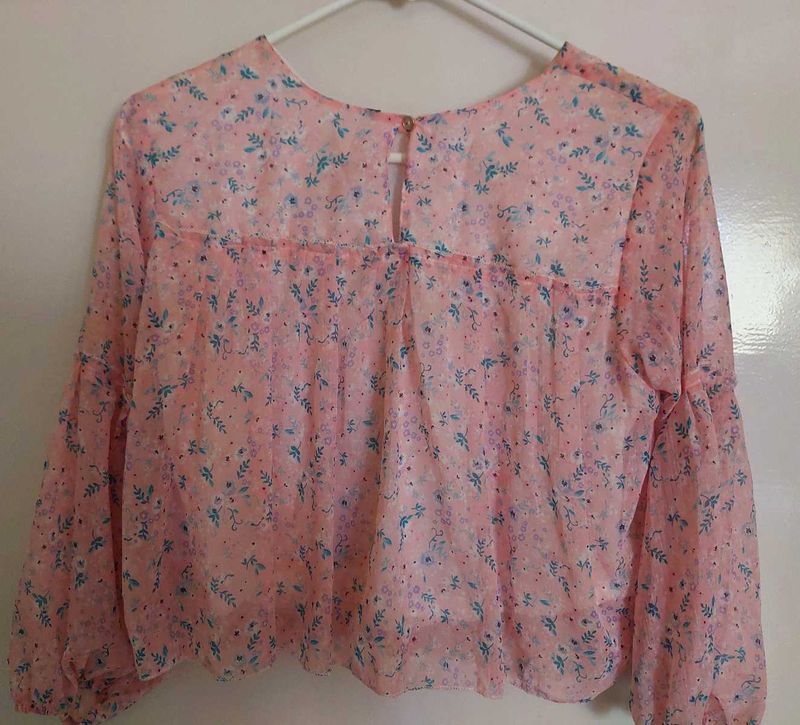 Floral Print Top, baby pink