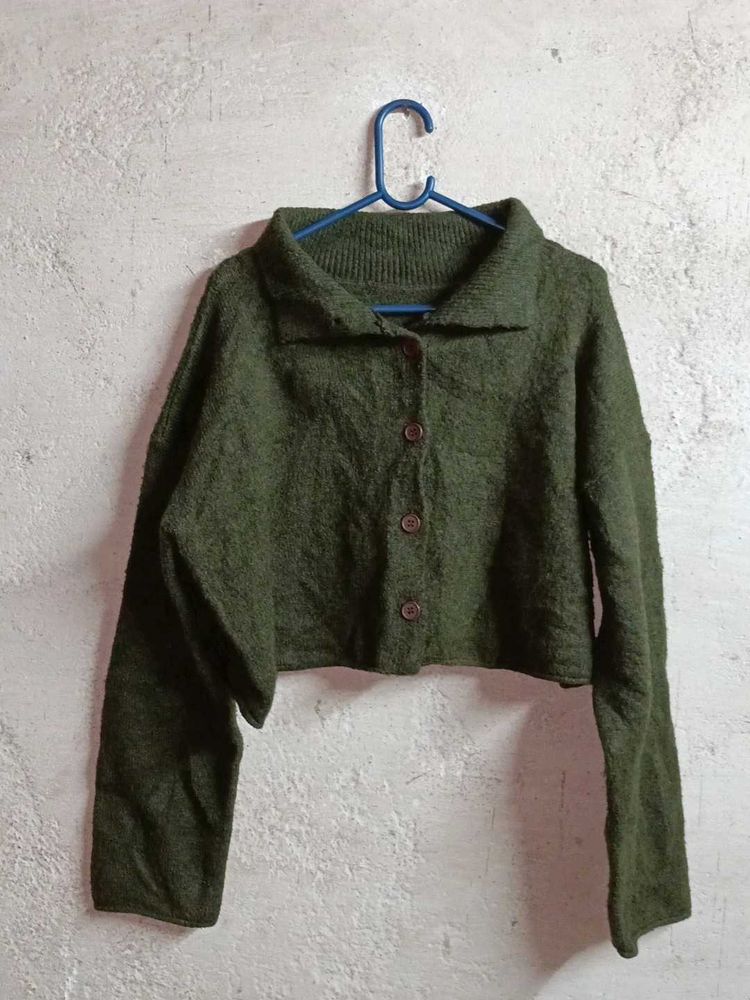 PLUS SIZE Winter Knit Cropped Cardigan Sweater