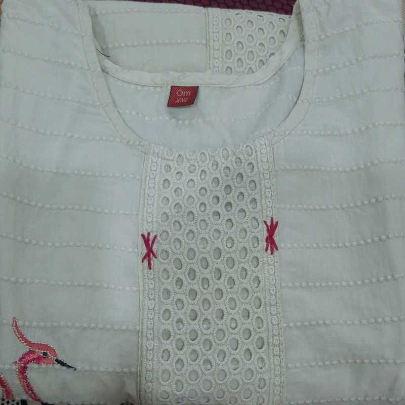 Designer Off White Kurti