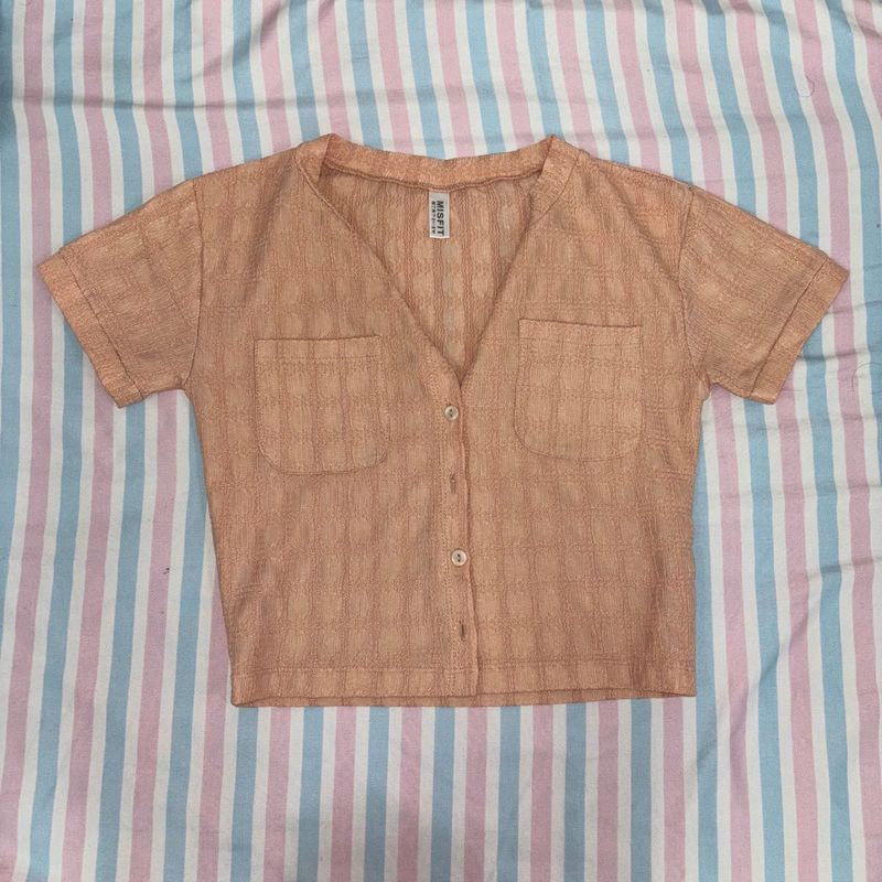Peach Button-Down Top