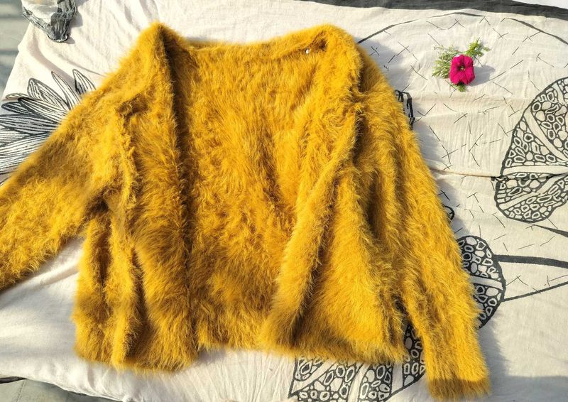 Fluffy Mustard Cardigan