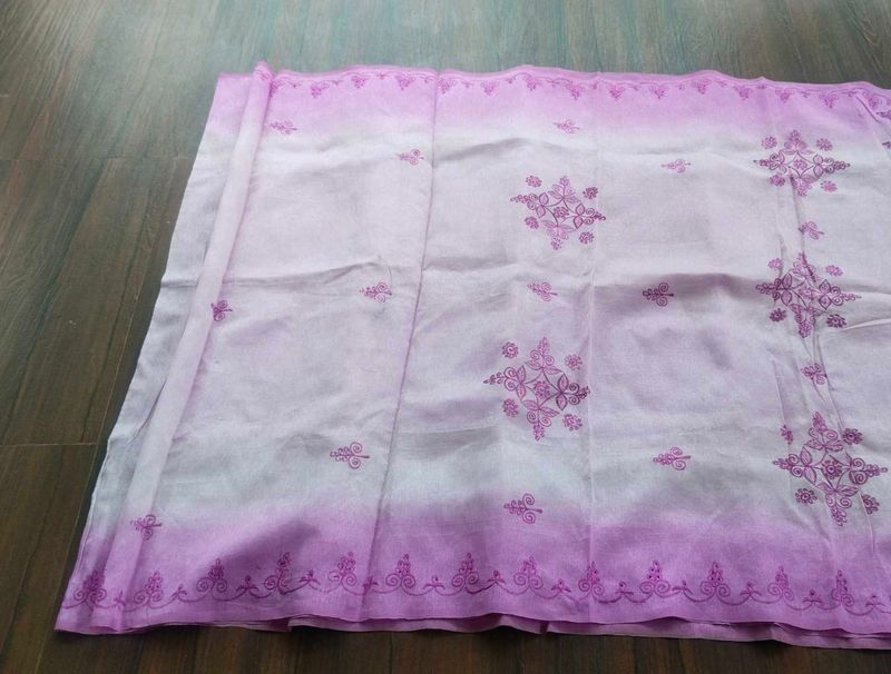 Beautiful Pink Embroidery Saree