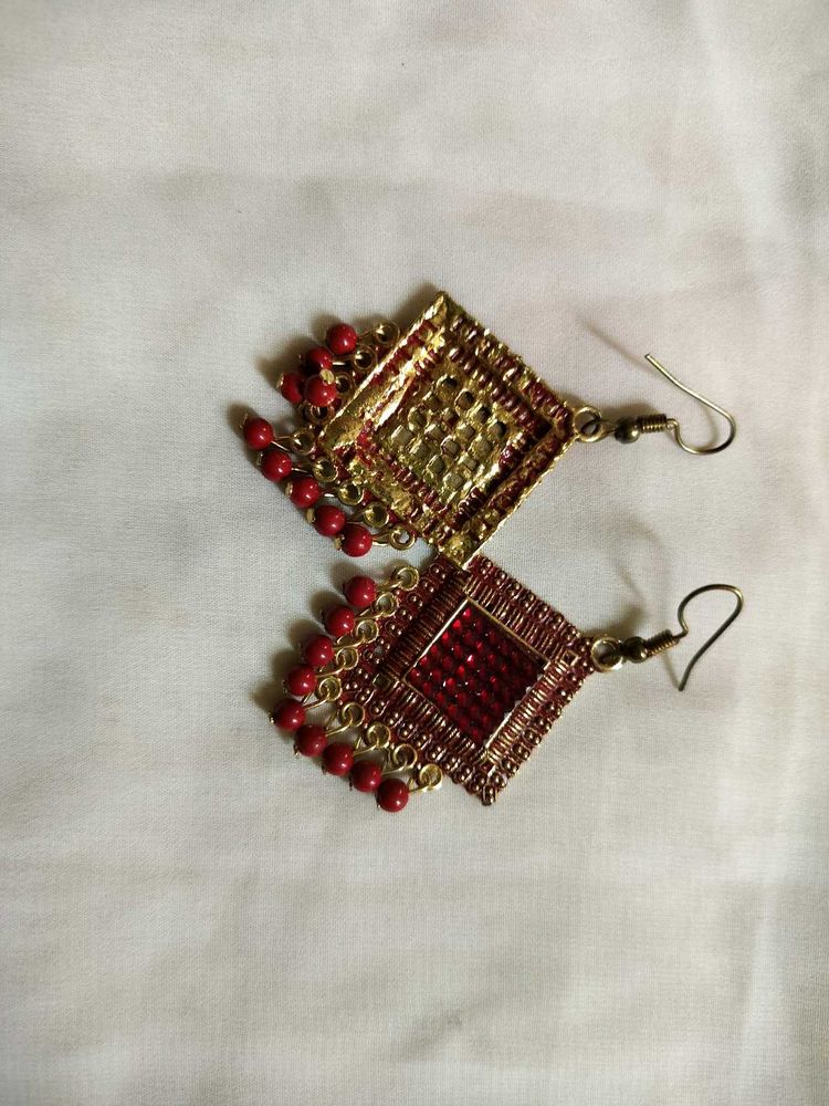 Red Beaded Earrings