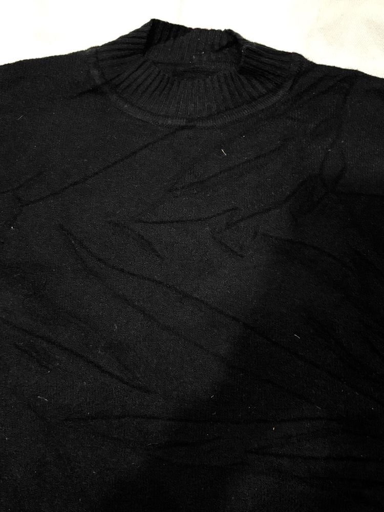Black Turtleneck Knit Sweater