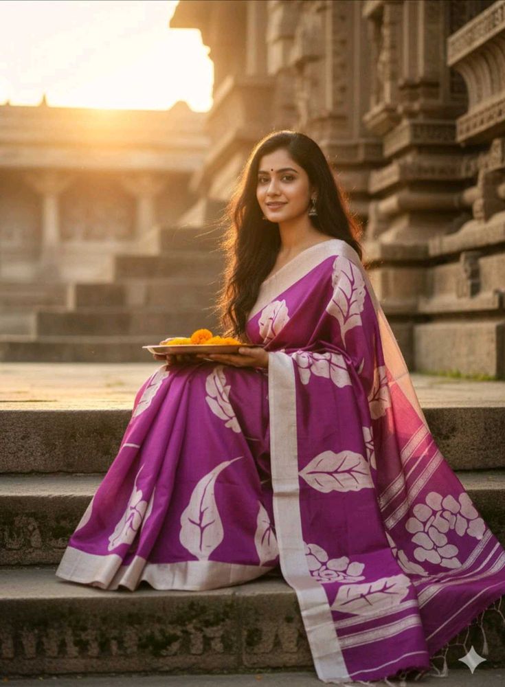 Elegant Purple Floral Saree