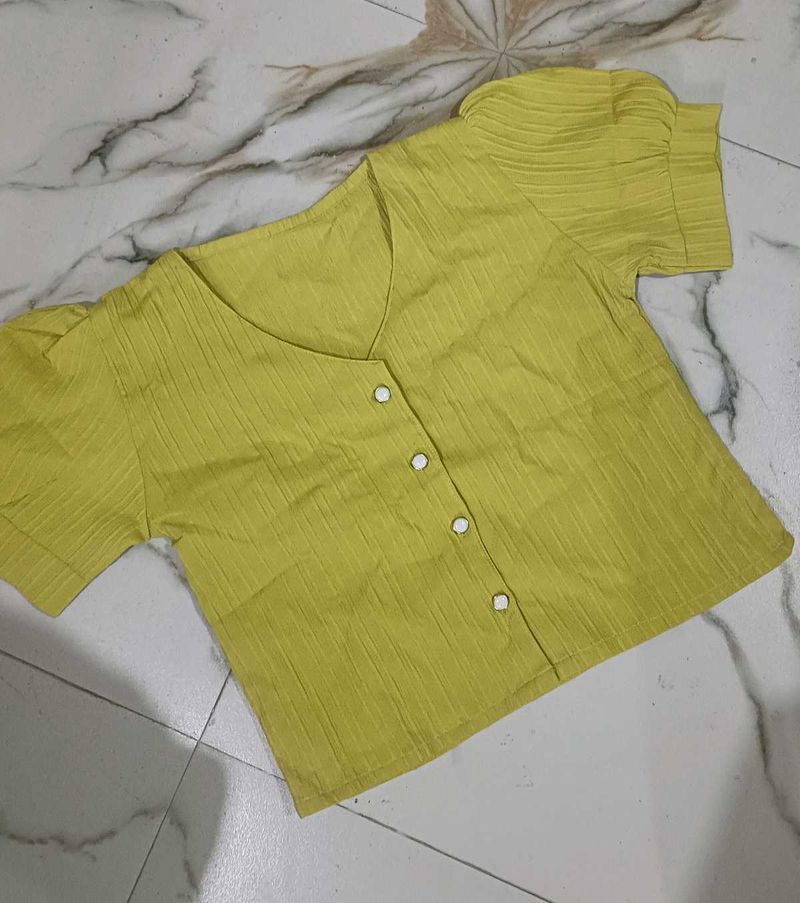 Mustard Button Down Top