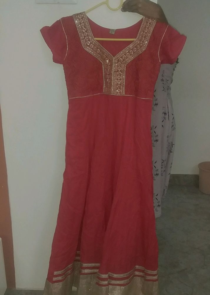 Red colour Anarkali