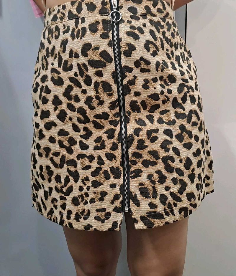 Leopard Print Mini Skirt