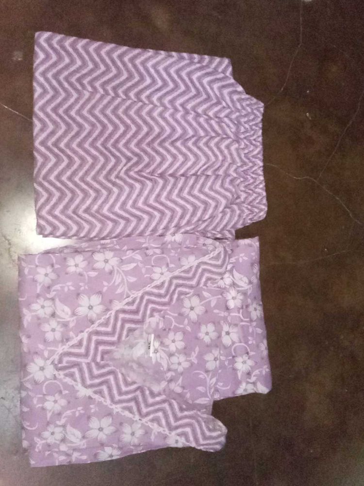 Purple/Lavendar White Kurta Cotton Set  Women Girl