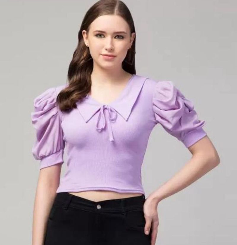 Purple Puff Sleeve Top