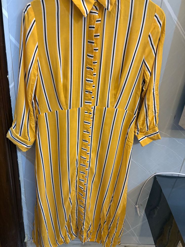 Striped Yellow Shirt Dress