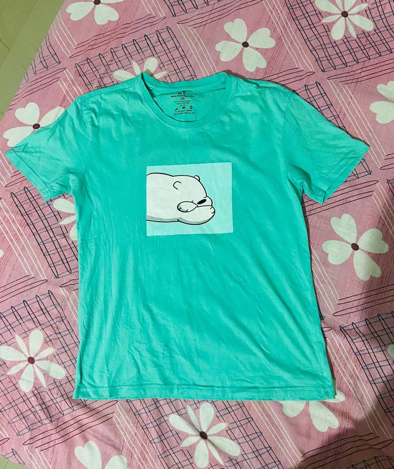 The BT Club Unisex The Sleeping Bear Turquoise Blue T-shirt