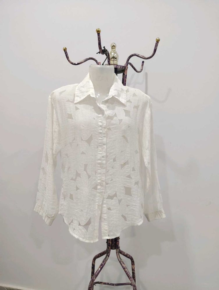 Vintage Sheer White Button-Down