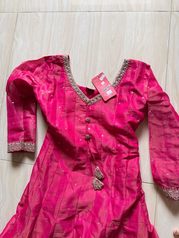 pink anarkali dress