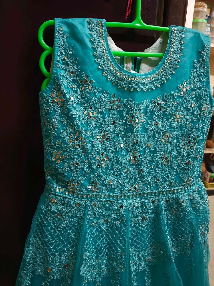 Teal Embroidered Dress
