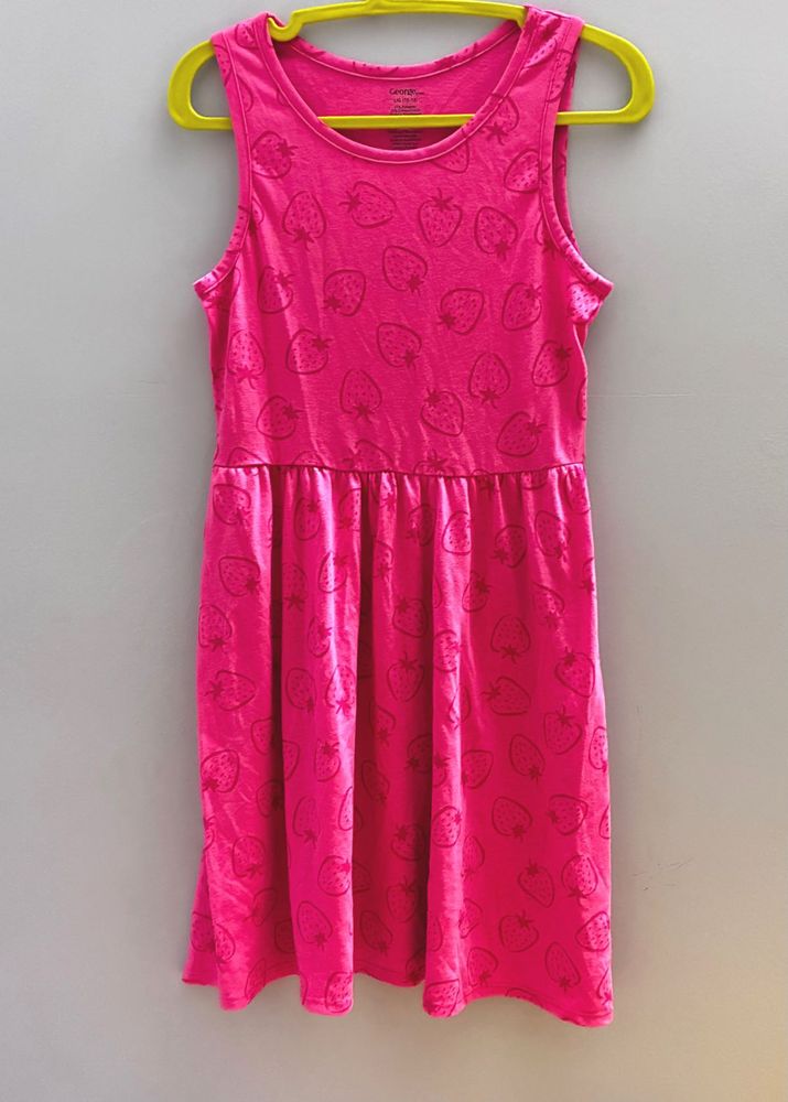 Pink Strawberry Print Dress