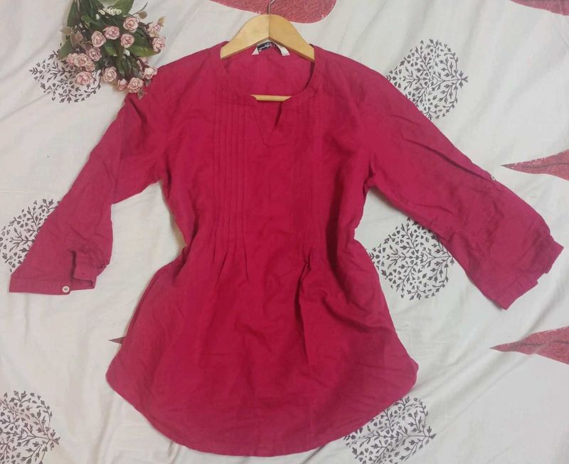 Pure Cotton Cute Pink Top, Size-S