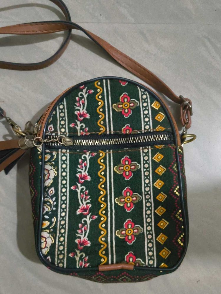 Boho Ethnic Sling Bag with Embroidered Floral Desi