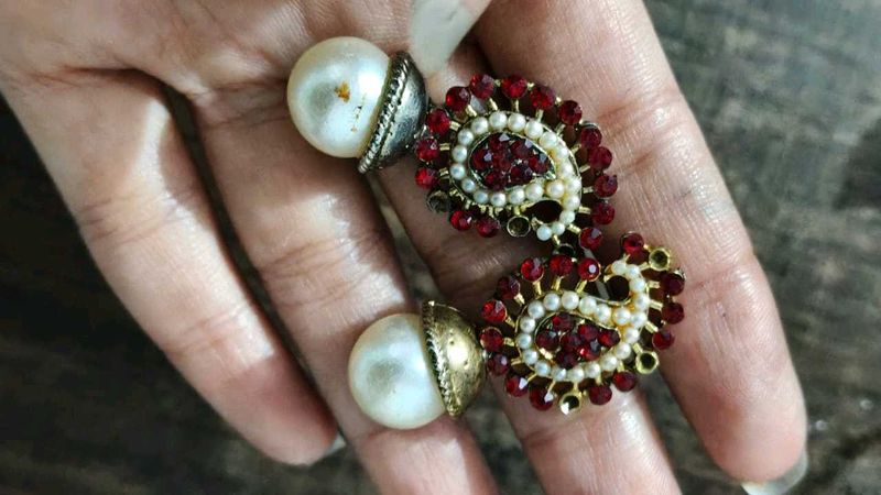 Pearl &amp; Stone Earrings
