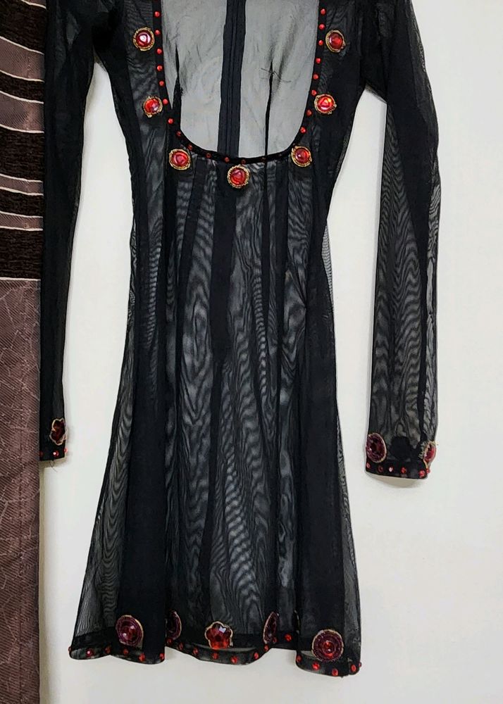 Sheer Mesh Top, Netted Top Balck Net Kurti