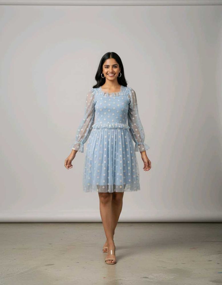 Cute Blue Polka Dot Dress