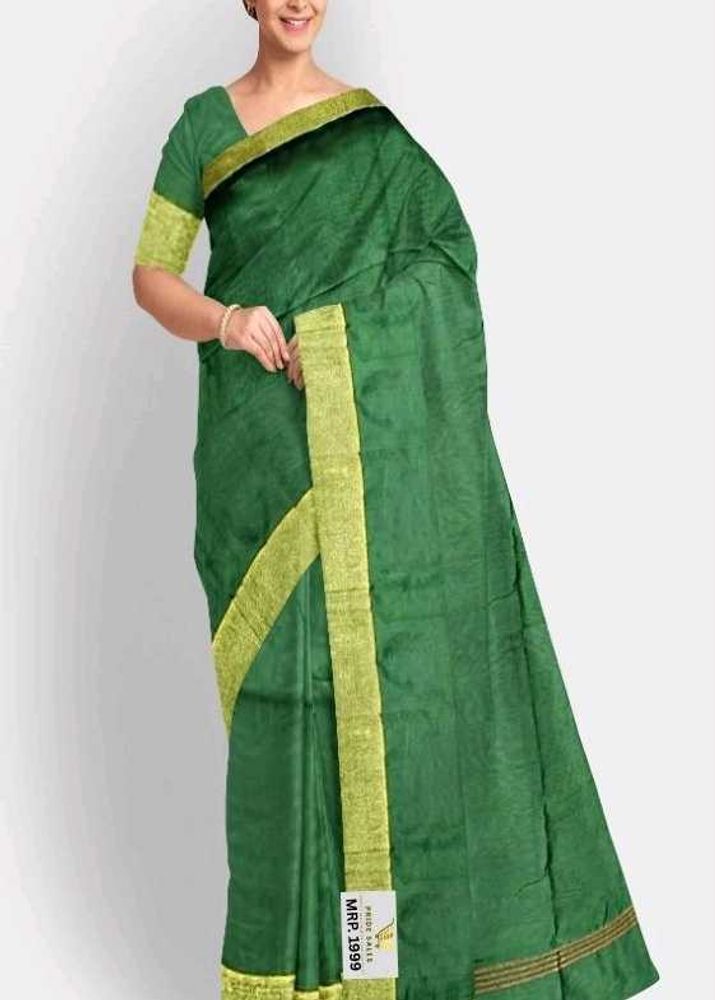 Elegant Green &amp; Gold Saree