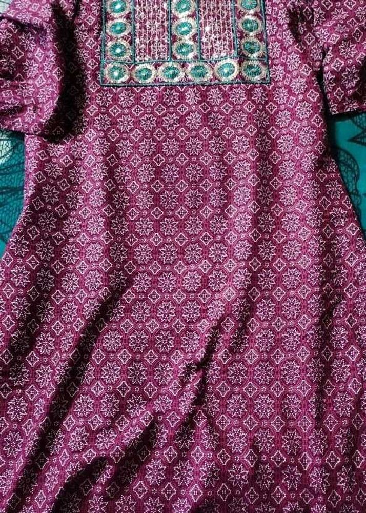 Embroidered Detail Purple Dress