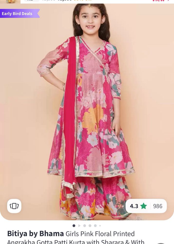 Pink Floral Printed Kurta Set
