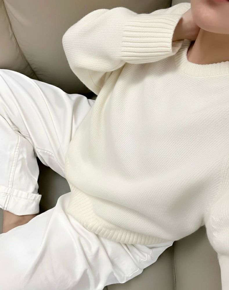 Cream Knit Pullover Sweater