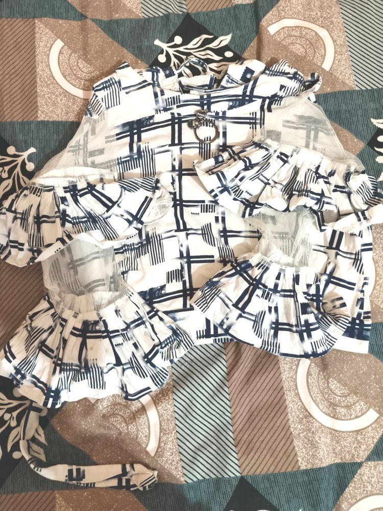 crop Top|| Party Wear ||Colour -White &amp; Blue