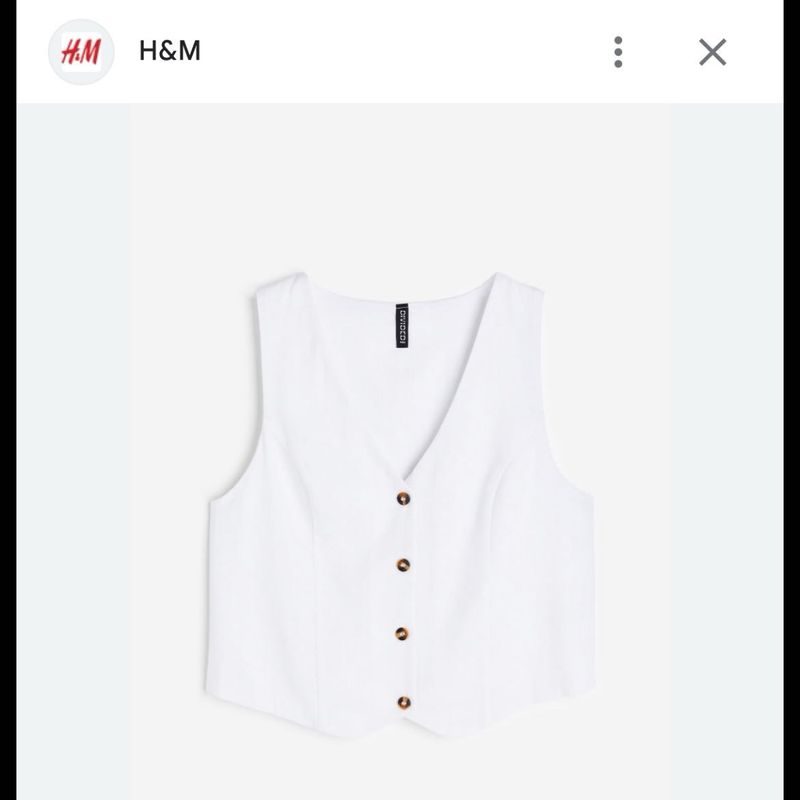 H&amp;M White Button-Down Vest
