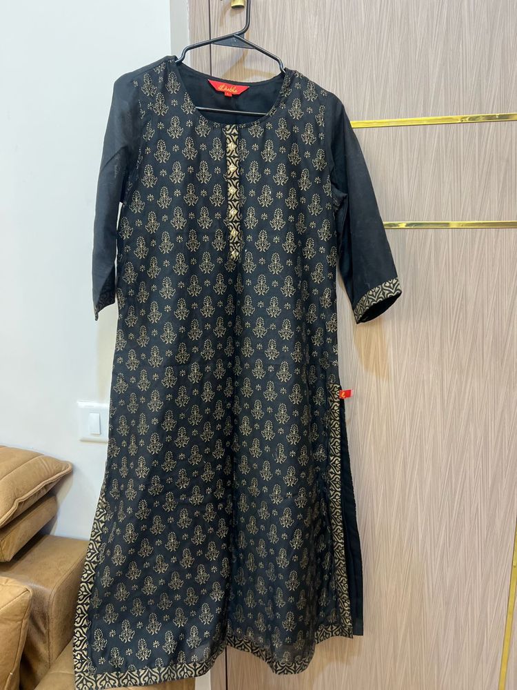 Elegant Black Printed Kurta