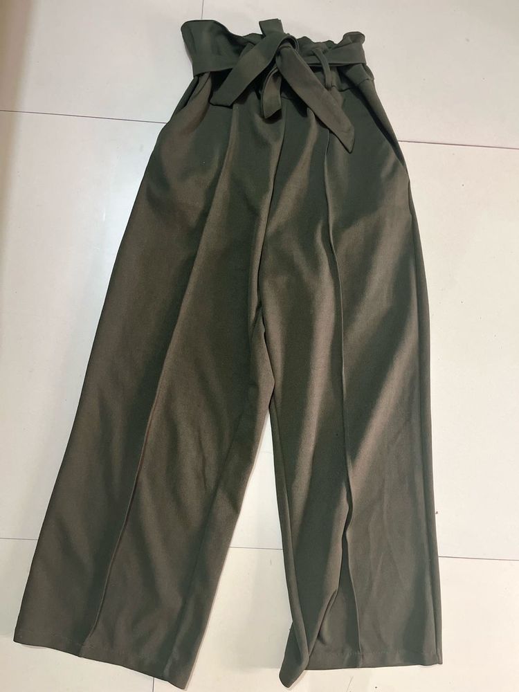 Olive Green Wide Leg Pants