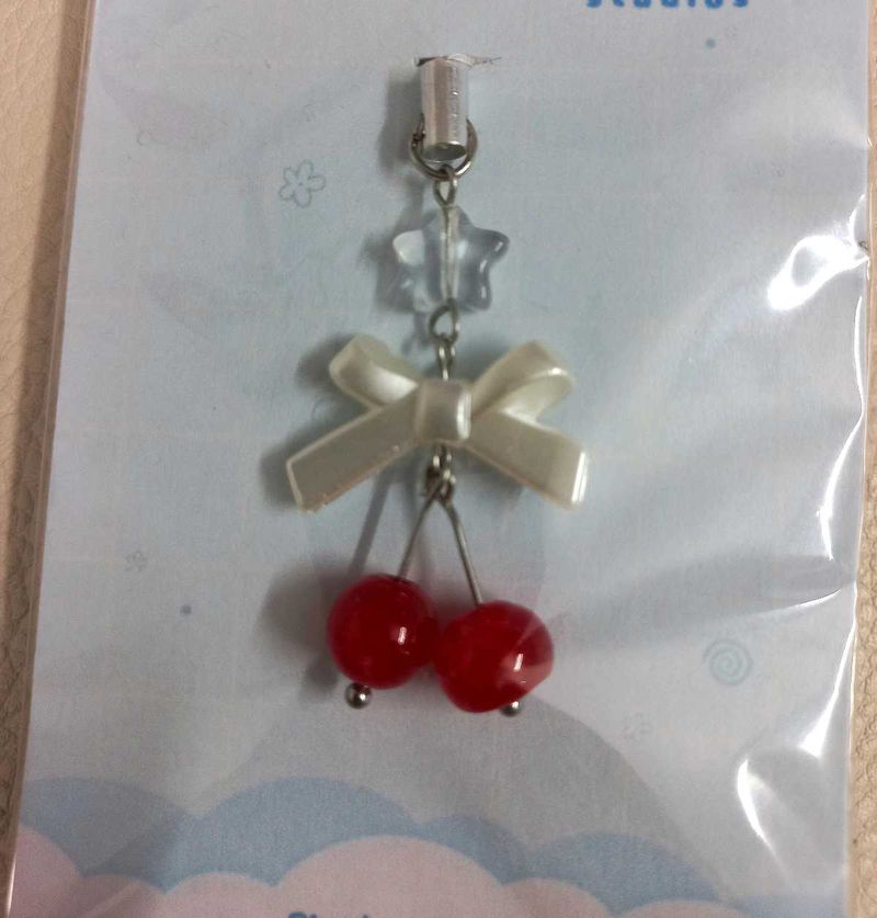 🍒 Handmade Cherry Phone Charm with Star &amp; Bow 🎀✨