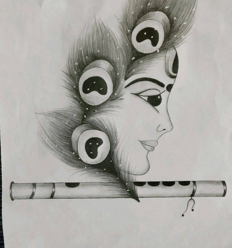 Krishna Pencil Drawing