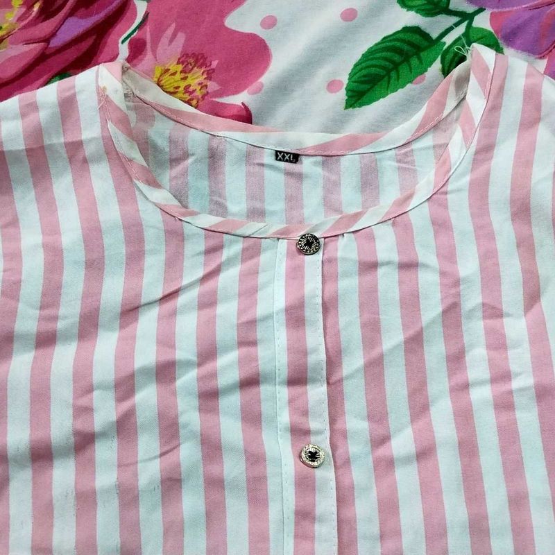 Pink Striped Button-Up Top