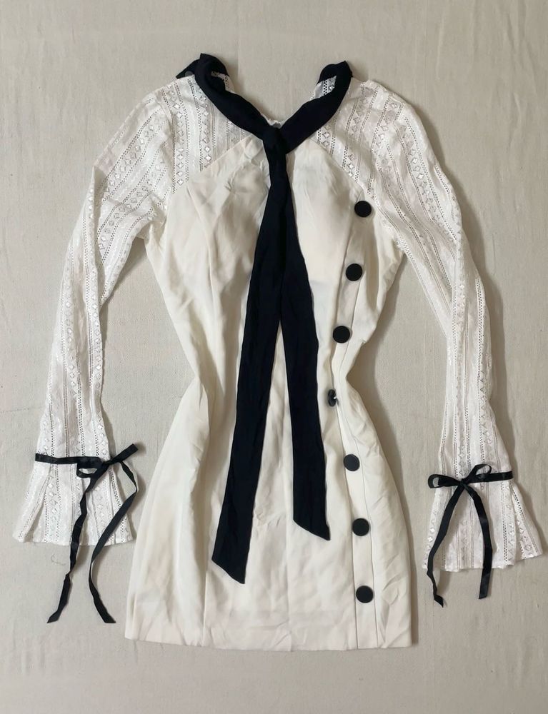 korean vintage bow dress
