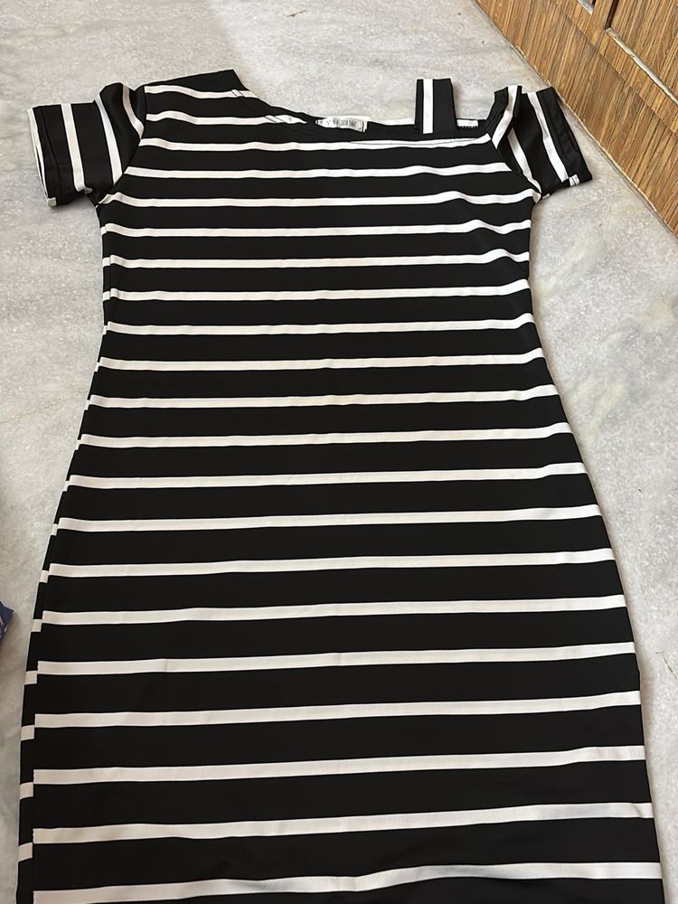 Striped One-Shoulder Dress