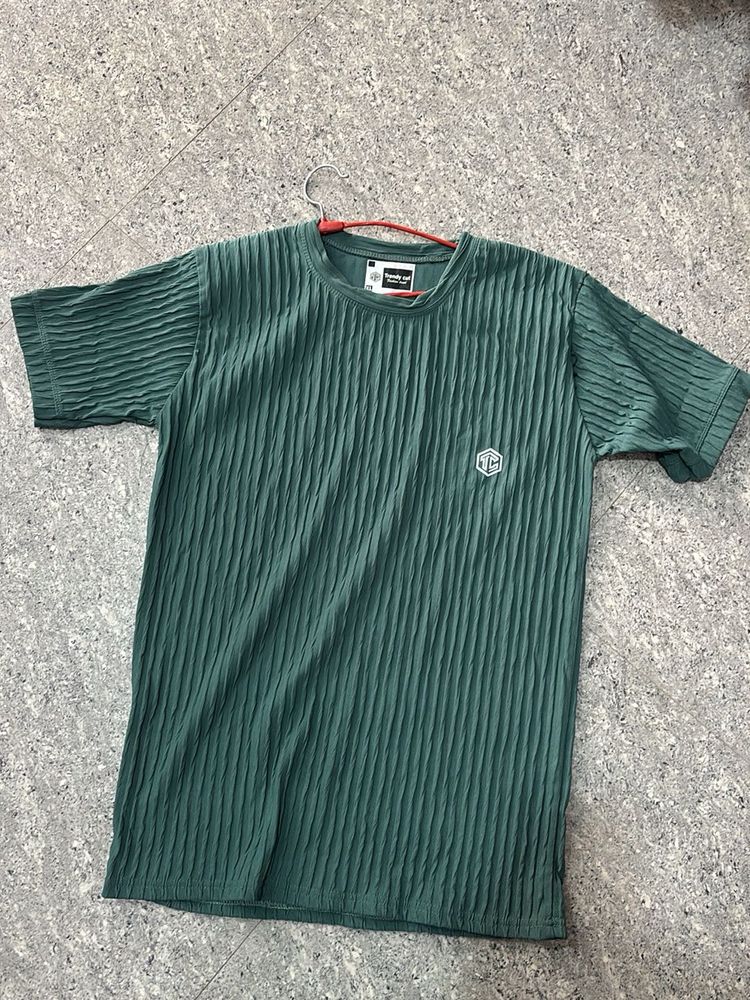 Green Textured T-Shirt