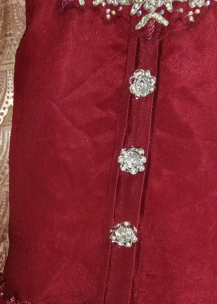 Elegant Maroon Embellished Dress