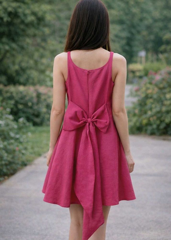 Cute Pink knee length shrug/ jacket Dress