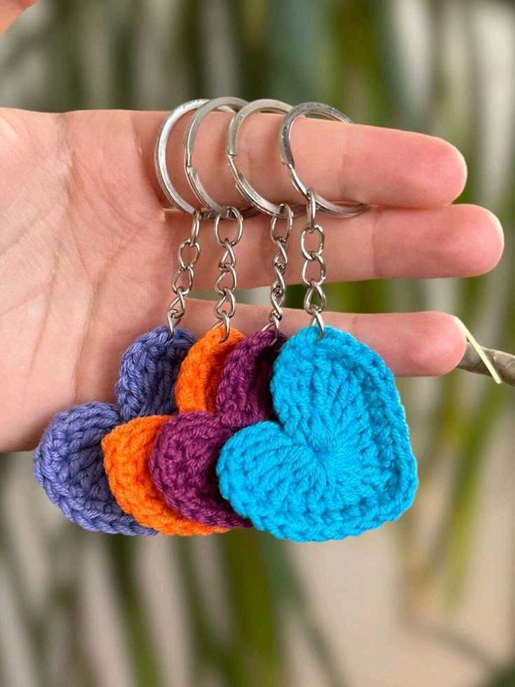 Crochet Heart Keychains