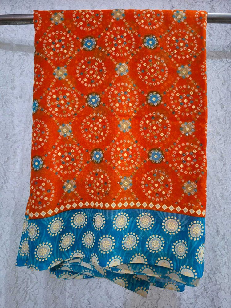 Bandhani orange Saree
