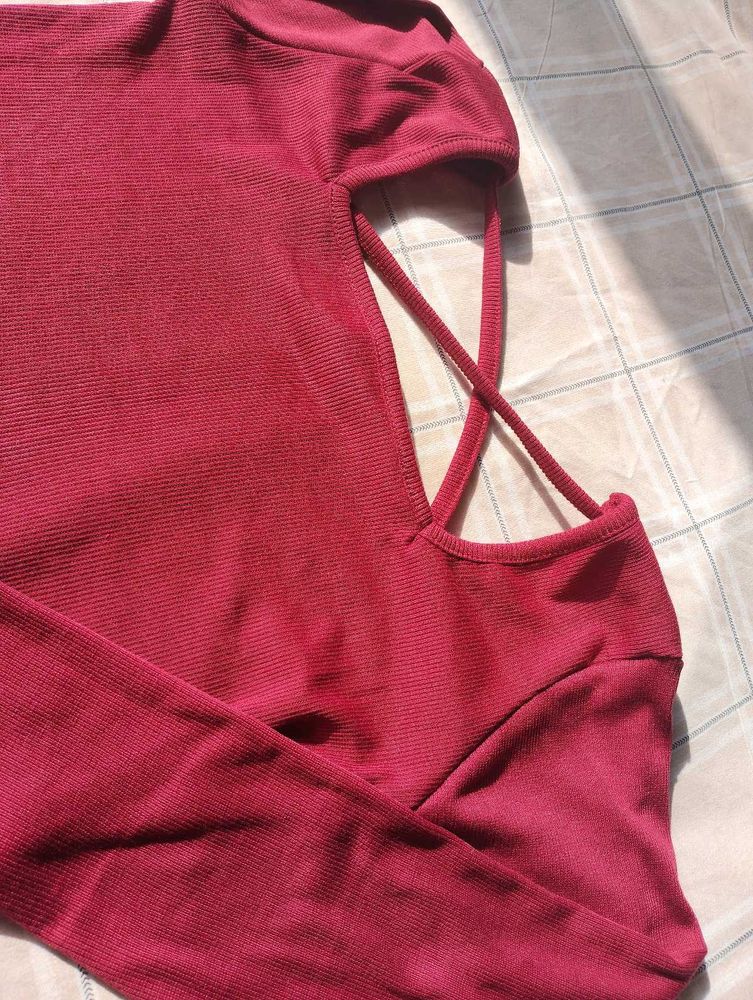 Burgundy Long Sleeve Top